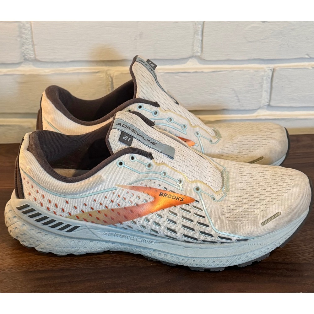 Brooks Adrenaline GTS 21 Womens 10 Wide Running Shoes‎ White Blue Orange Cushion
